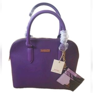 Trina Turk Satchel Purse Handbag Crossbody Strap Card Wallet Royal Purple Nwt